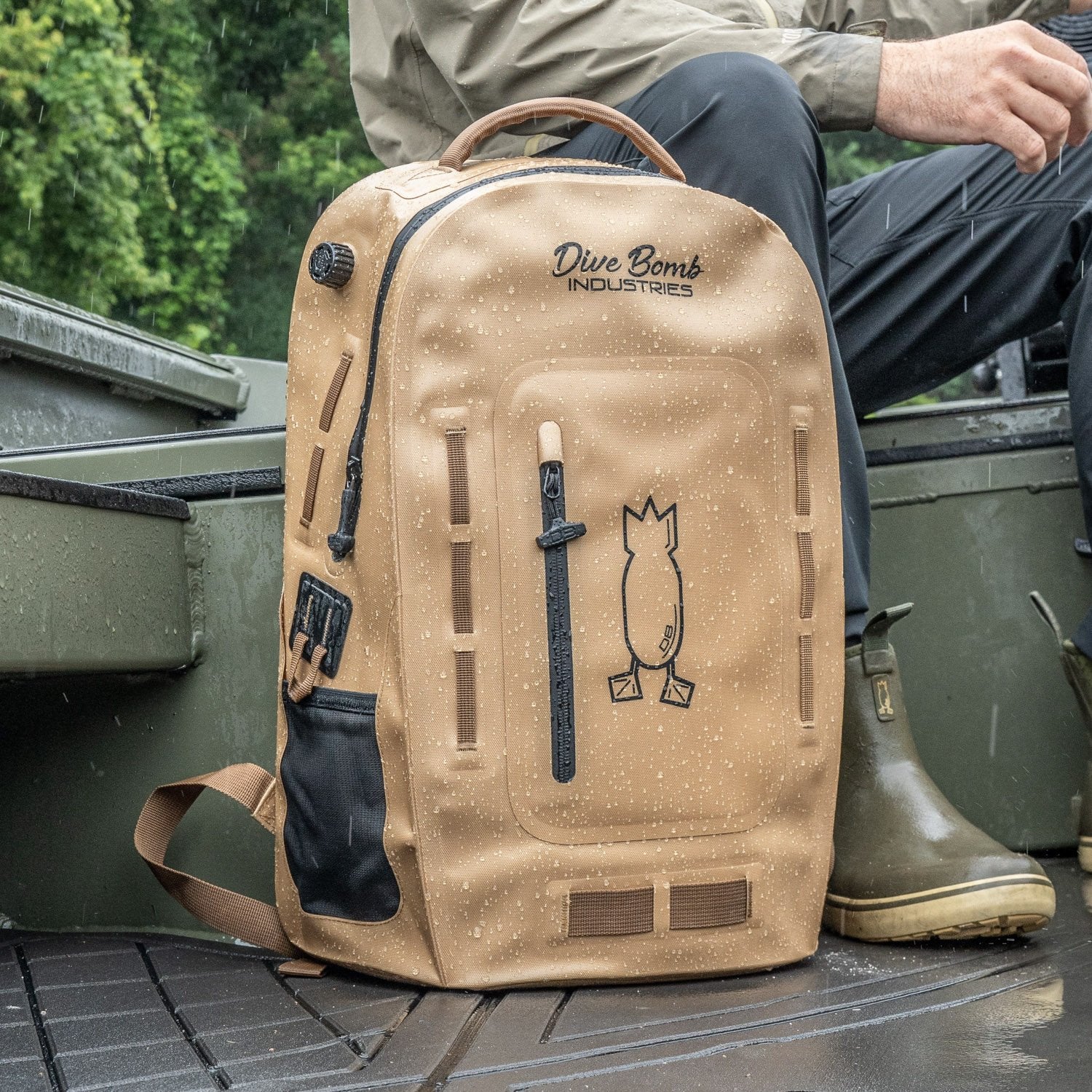 Waterproof Zip Backpack Carbon Tan
